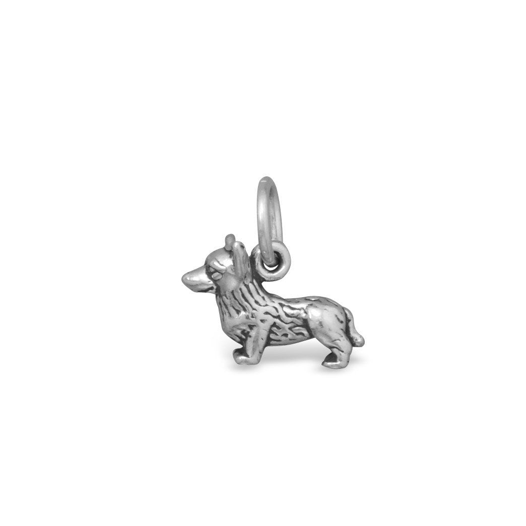 Oxidized Corgi Dog Charm - Joyeria Lady