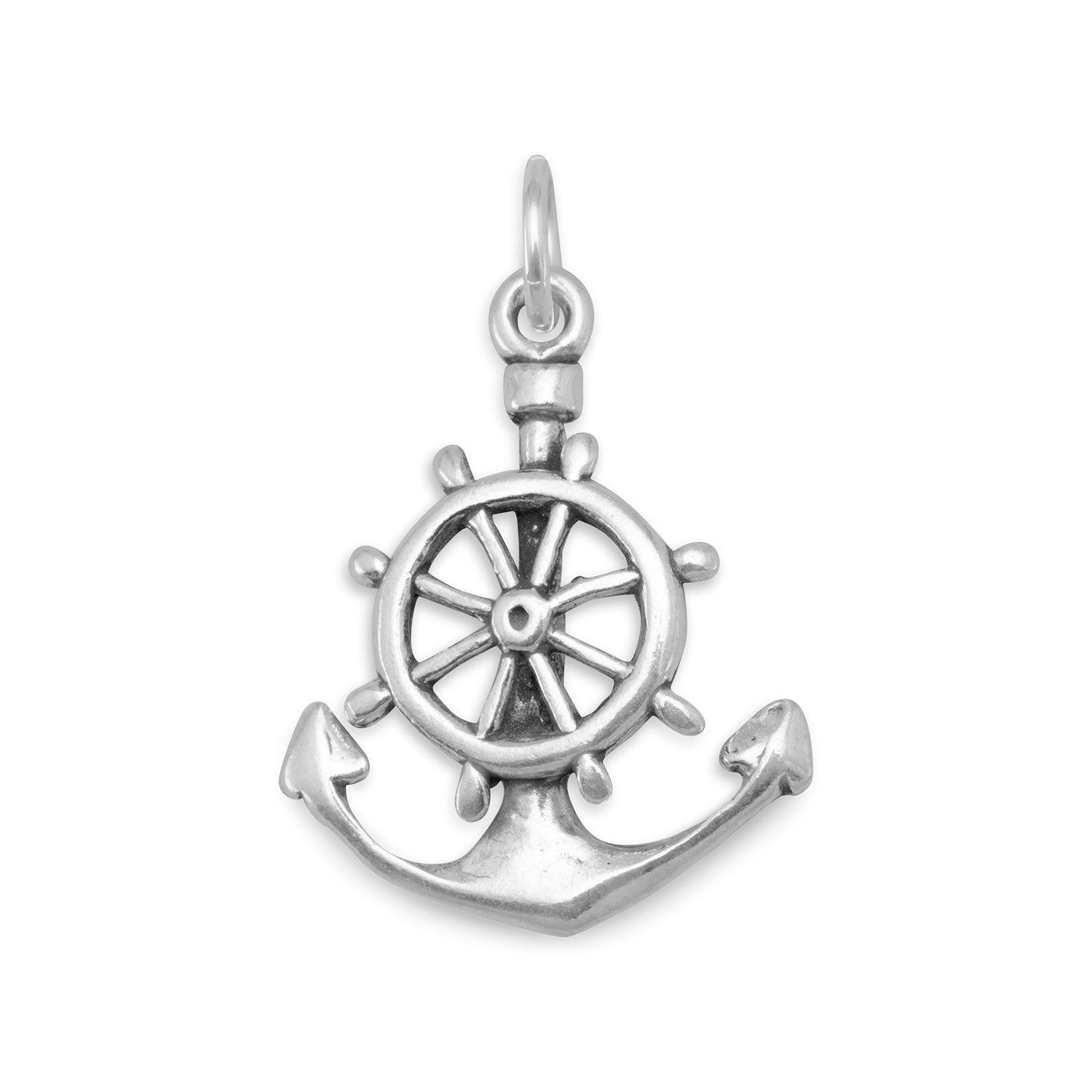 Oxidized Mariners Anchor Cross Charm - Joyeria Lady