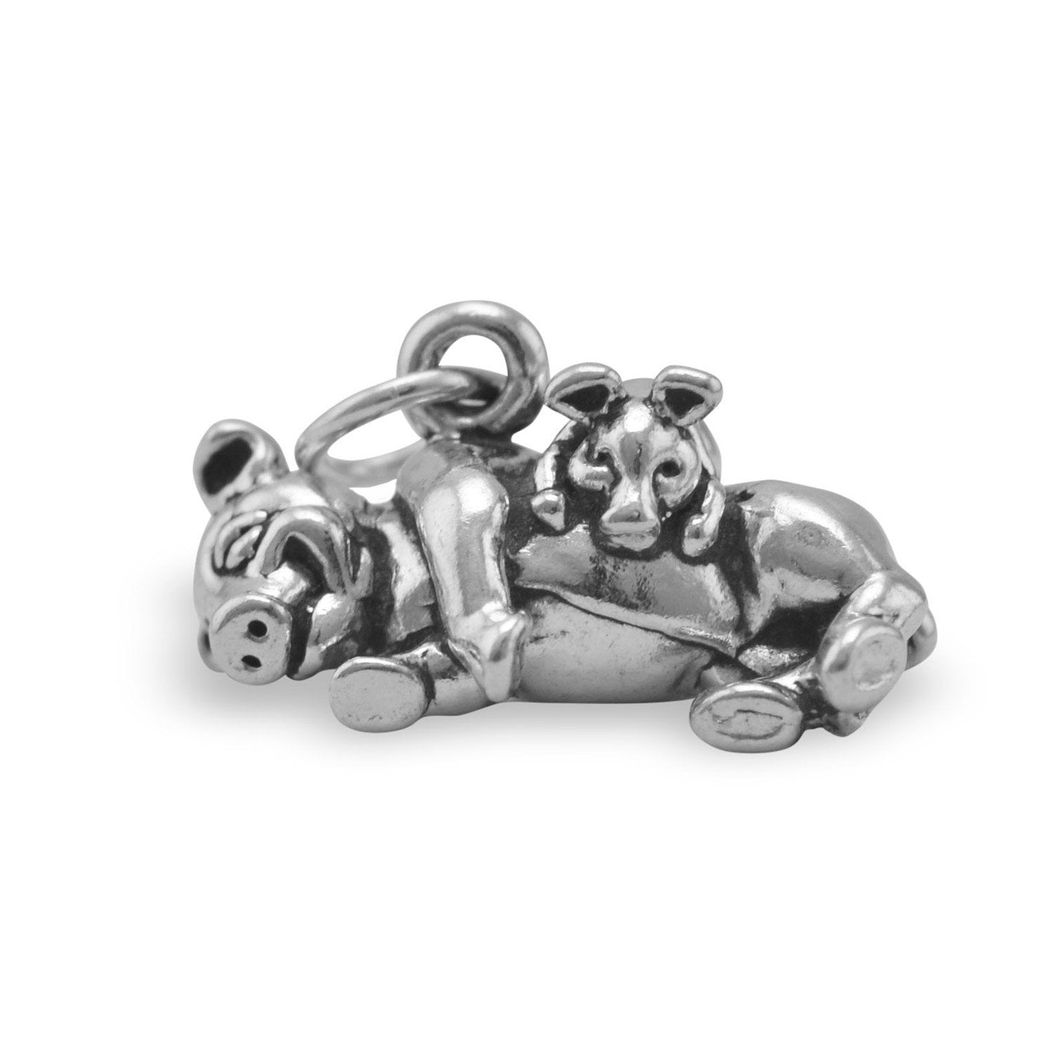Adorable Oxidized Pig with Piglet - Joyeria Lady