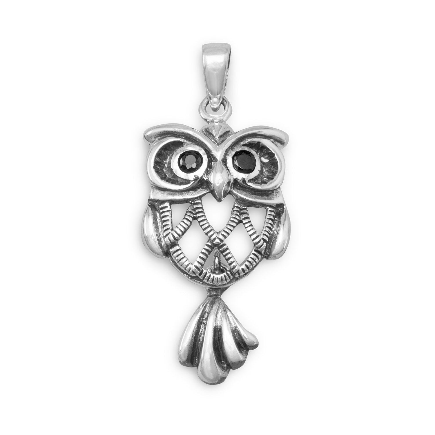 Oxidized Owl Pendant - Joyeria Lady