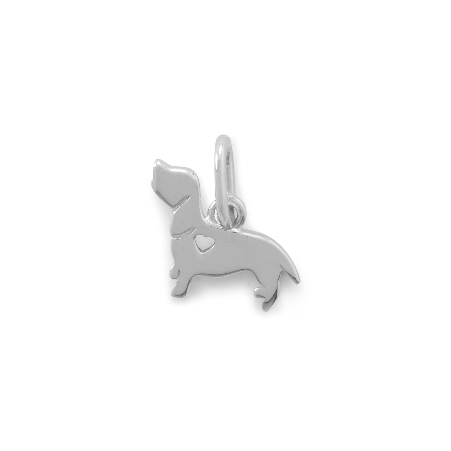 Rhodium Plated Darling Dachshund Dog Charm - Joyeria Lady