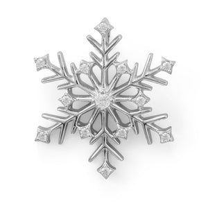 Rhodium Plated 6 Point CZ Snowflake Slide - Joyeria Lady