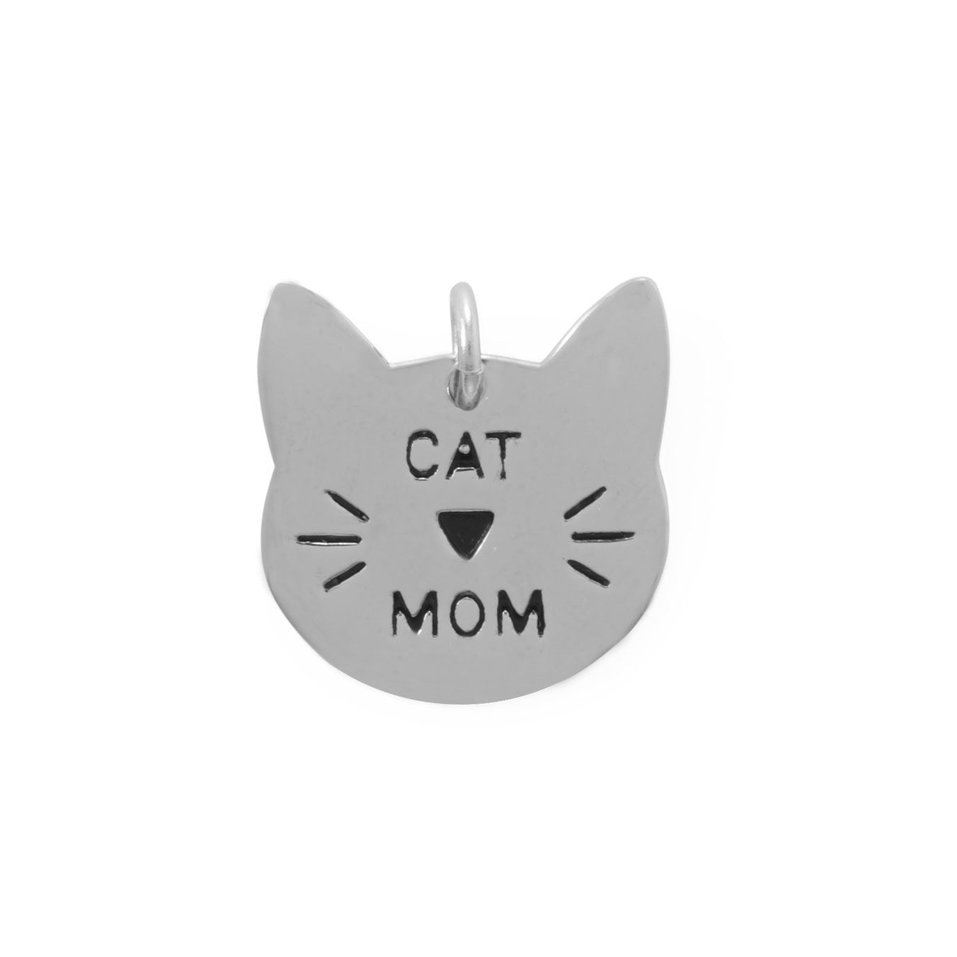 Rhodium Plated Cat Mom Charm - Joyeria Lady