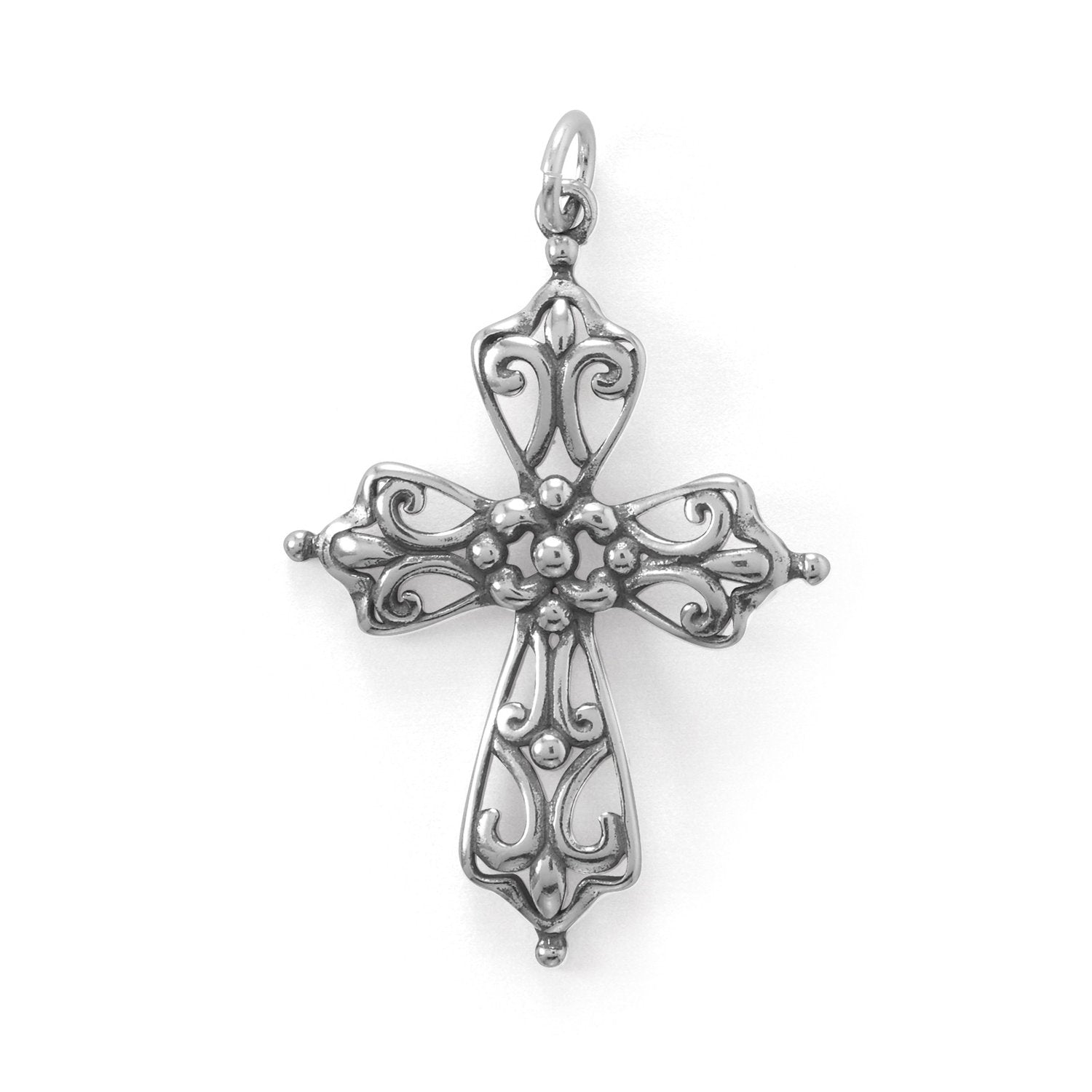Oxidized Ornate Cross Pendant - Joyeria Lady