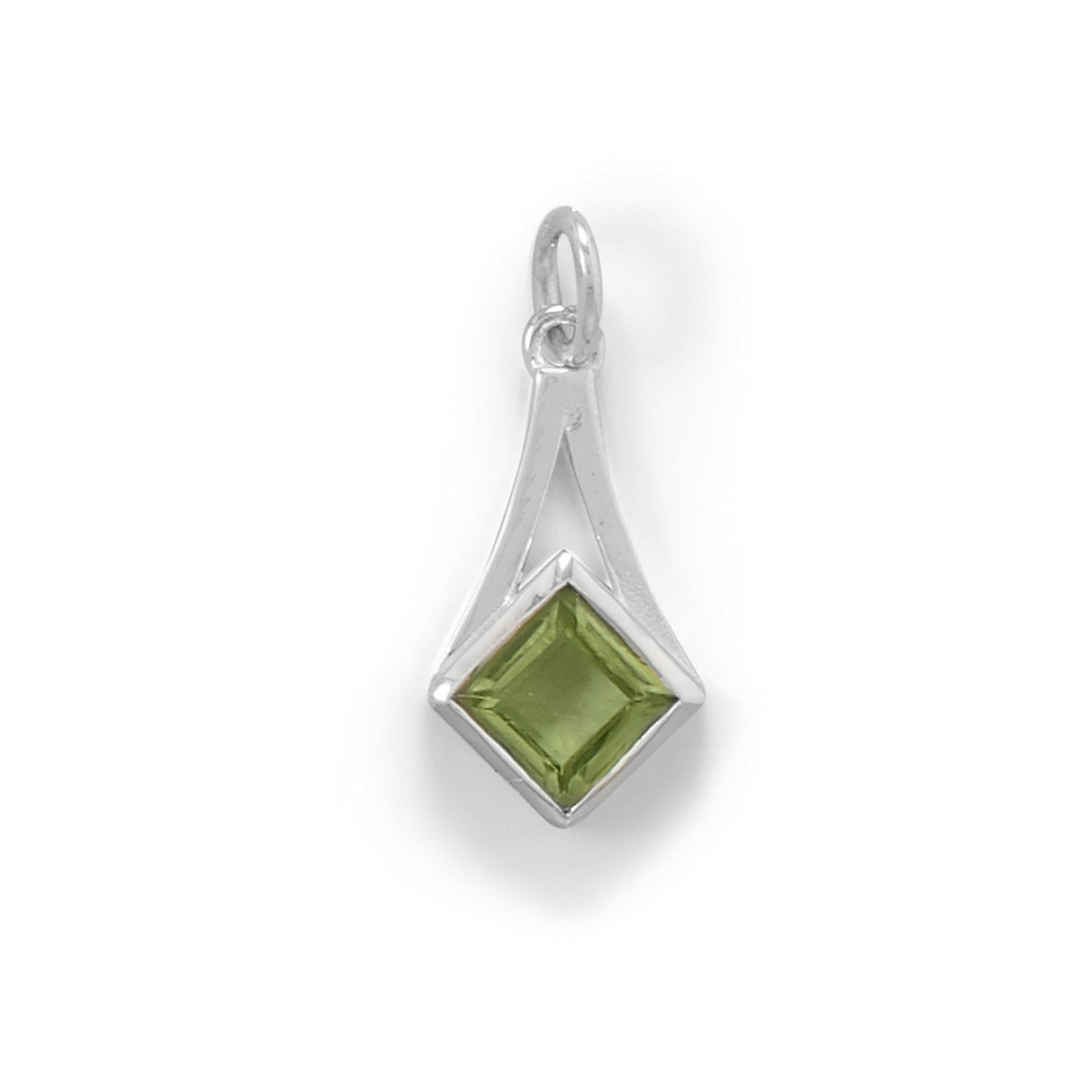 Sterling Silver Faceted Peridot Pendant - Joyeria Lady