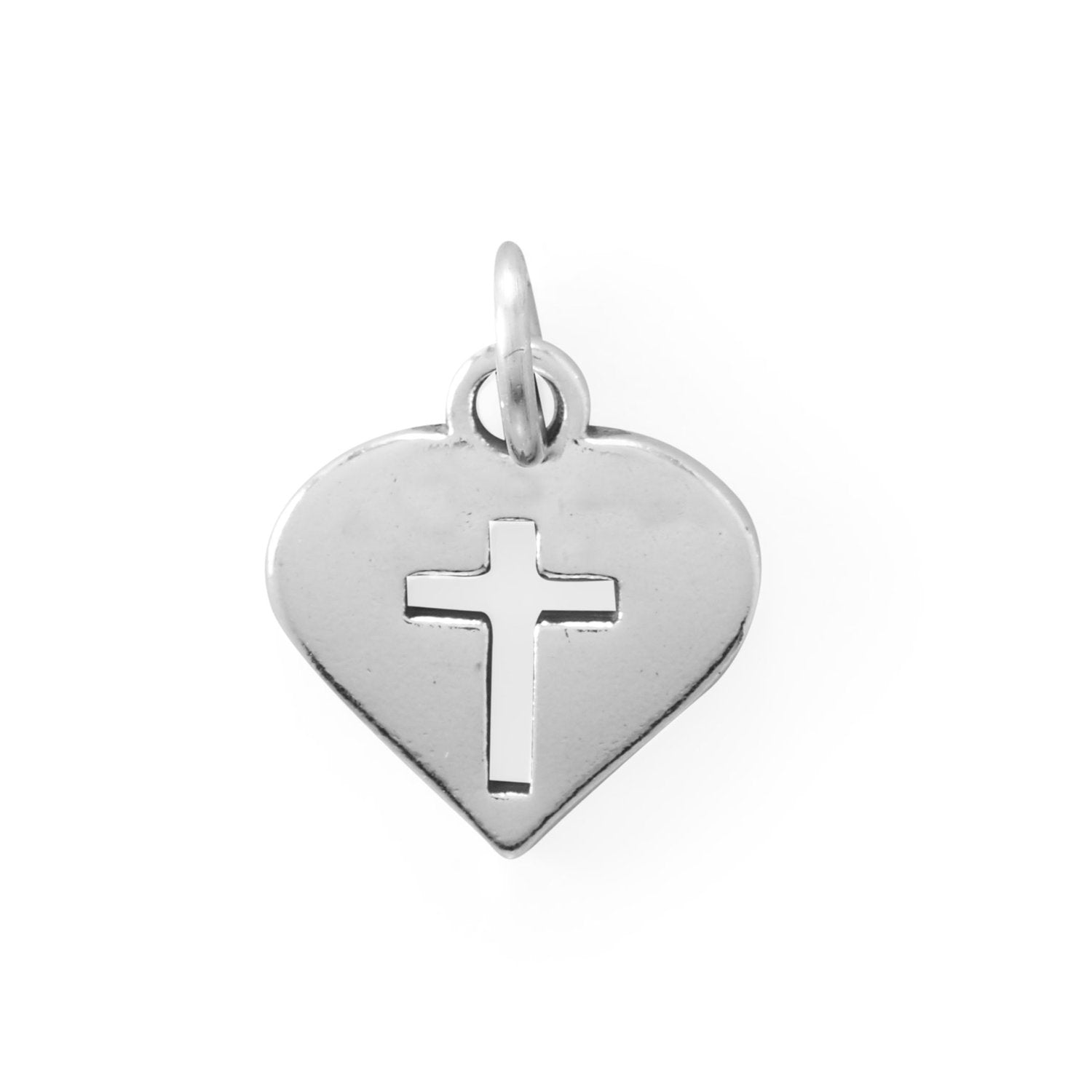 Cutout Cross in Heart Charm - Joyeria Lady