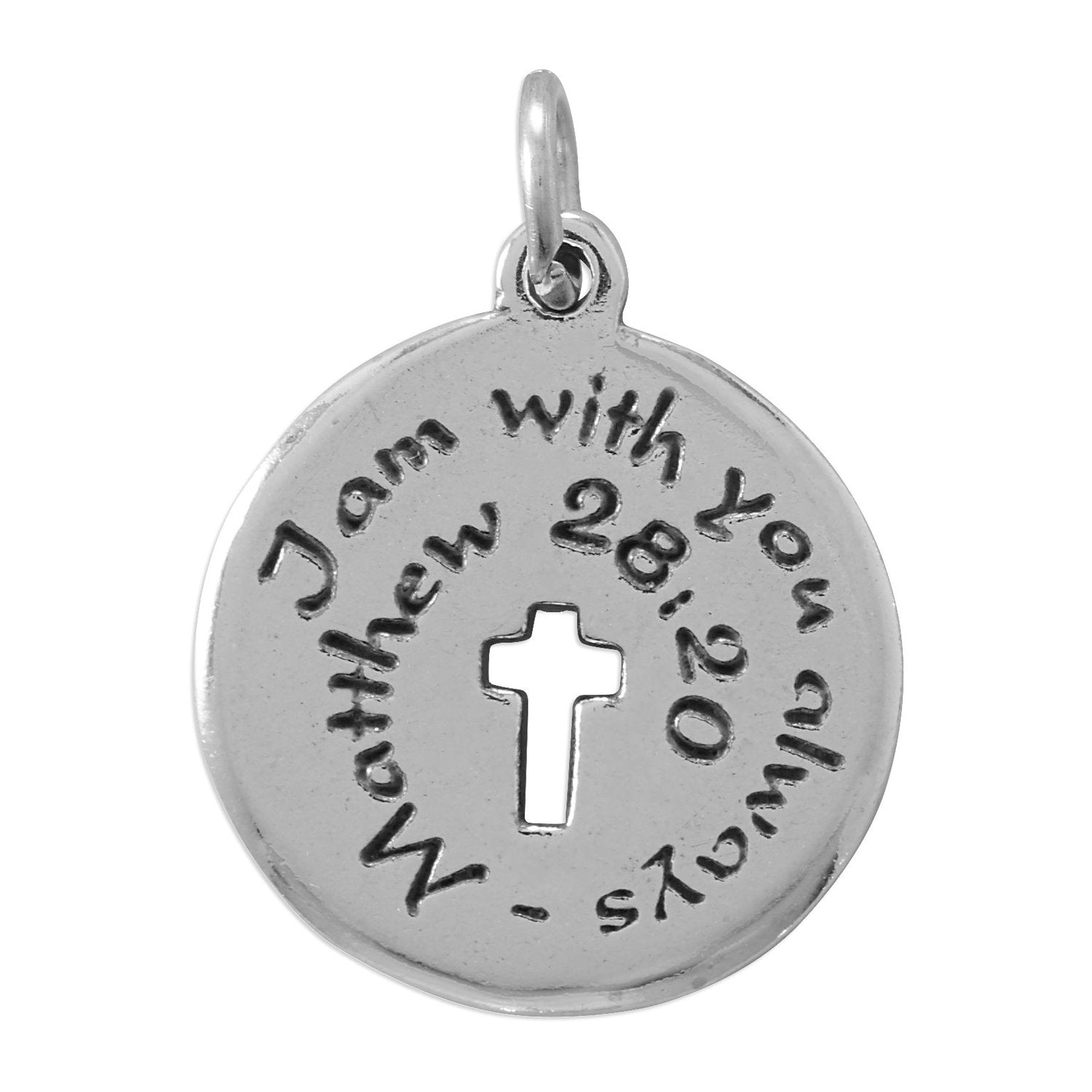 "I am with you always" Oxidized Charm - Joyeria Lady