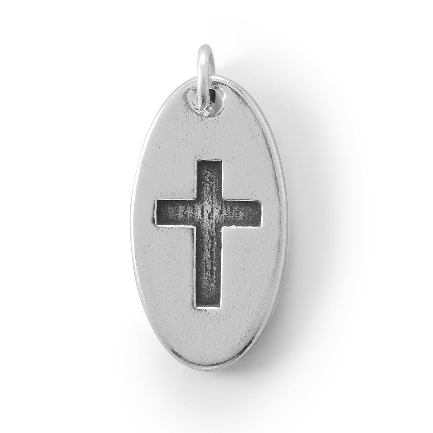Oval Charm with Oxidized Cross - Joyeria Lady