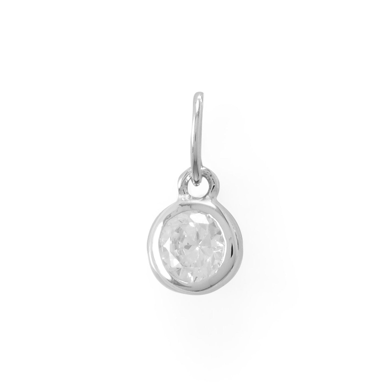 Round CZ April Birthstone Charm - Joyeria Lady