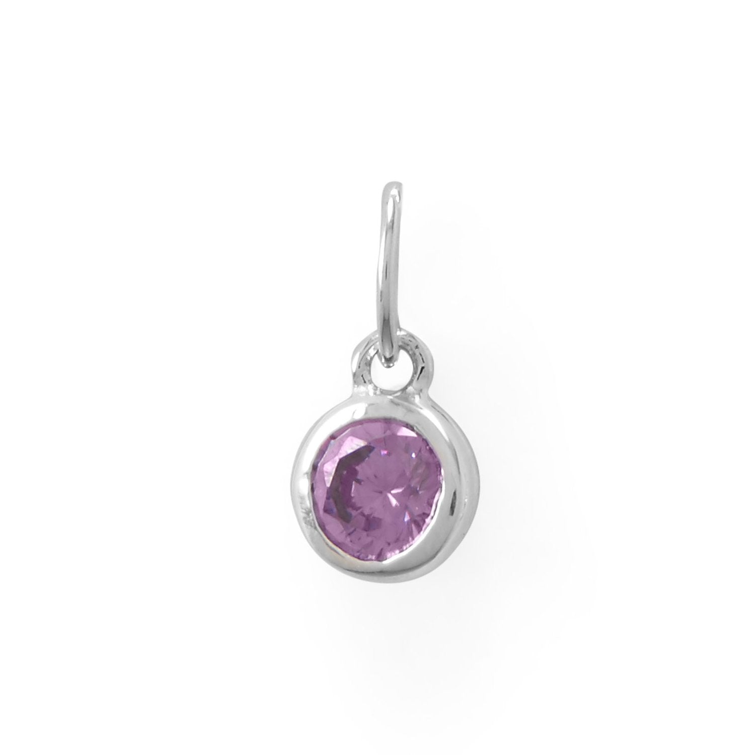 Round CZ February Birthstone Charm - Joyeria Lady