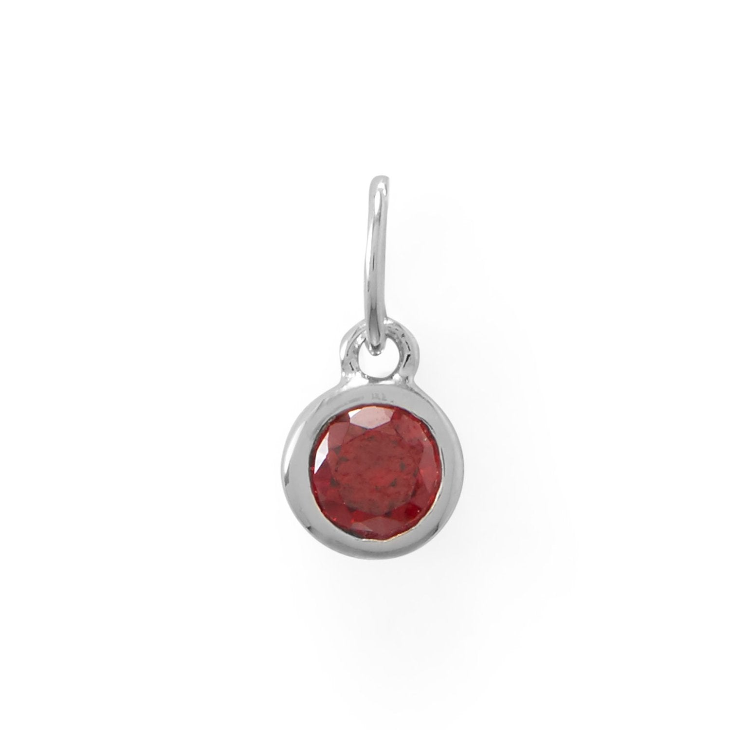 Round CZ January Birthstone Charm - Joyeria Lady