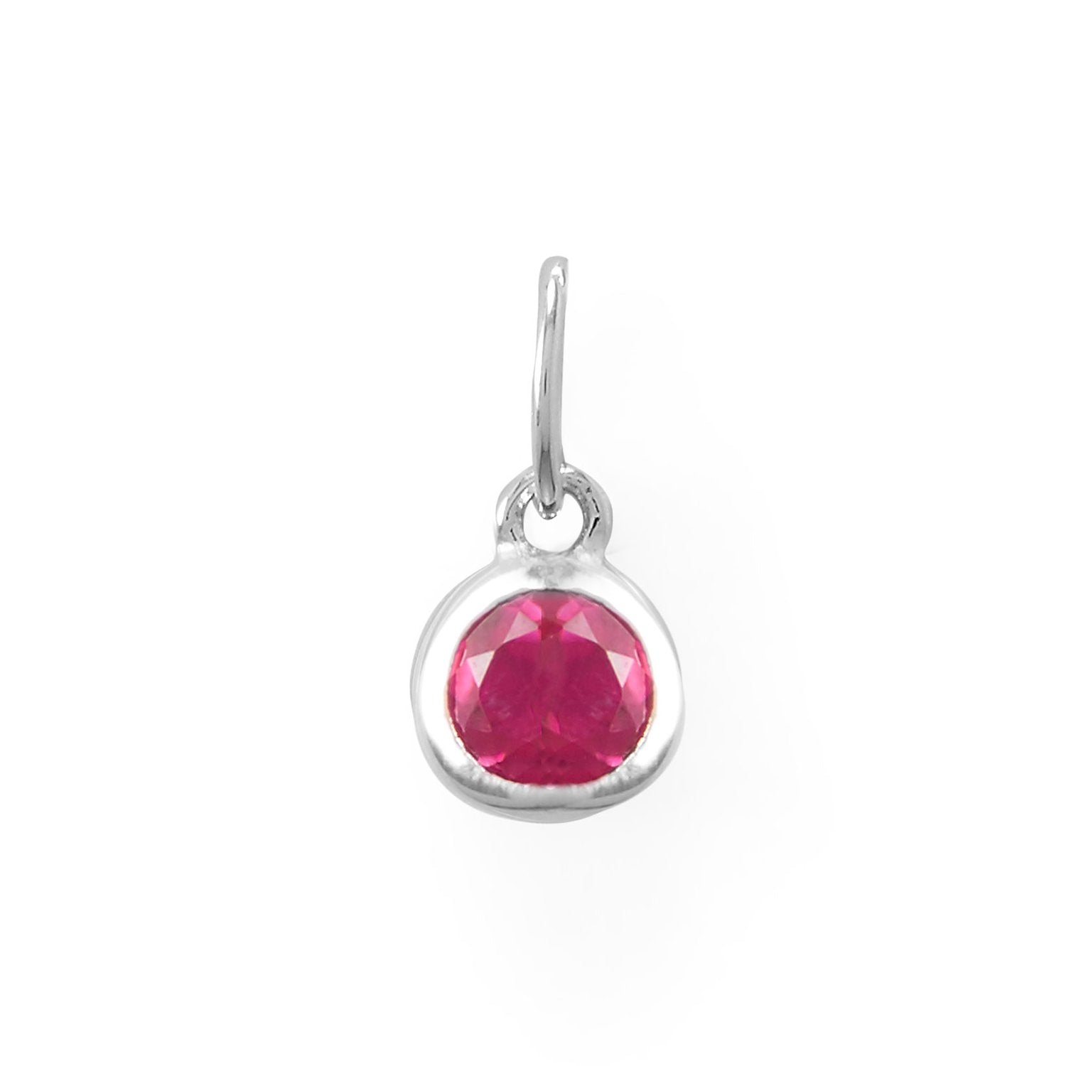 Round CZ July Birthstone Charm - Joyeria Lady