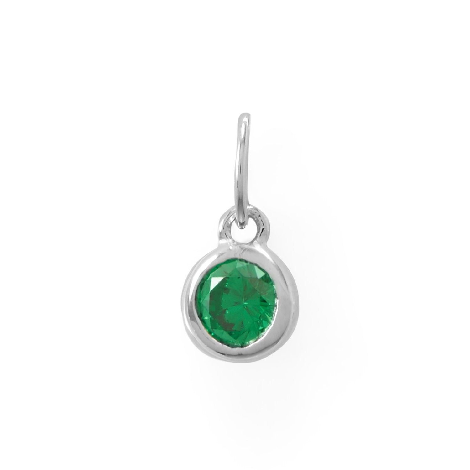 Round CZ May Birthstone Charm - Joyeria Lady