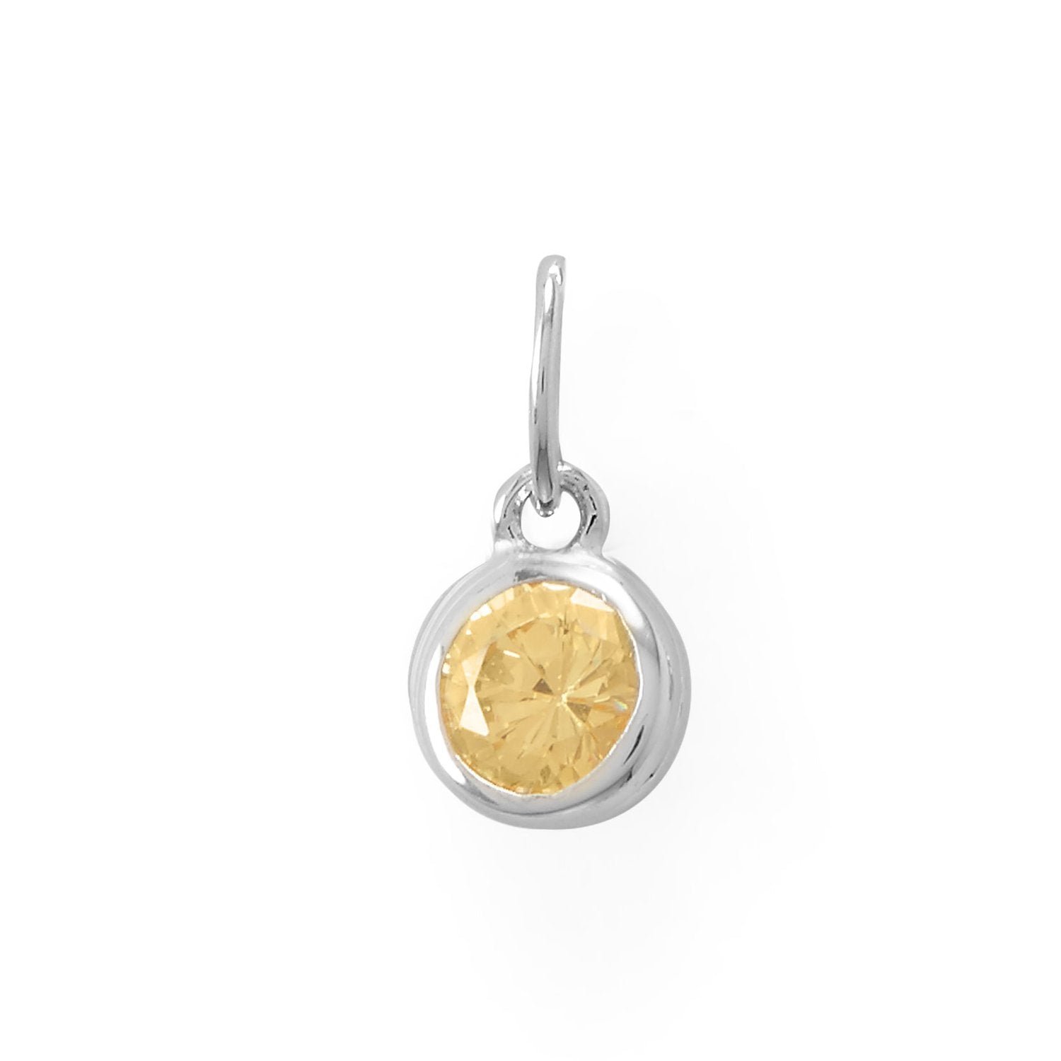 Round CZ November Birthstone Charm - Joyeria Lady