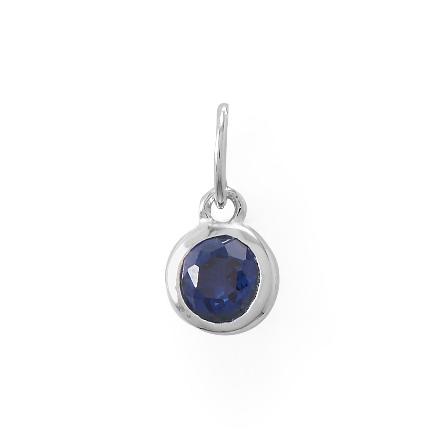 Round CZ September Birthstone Charm - Joyeria Lady