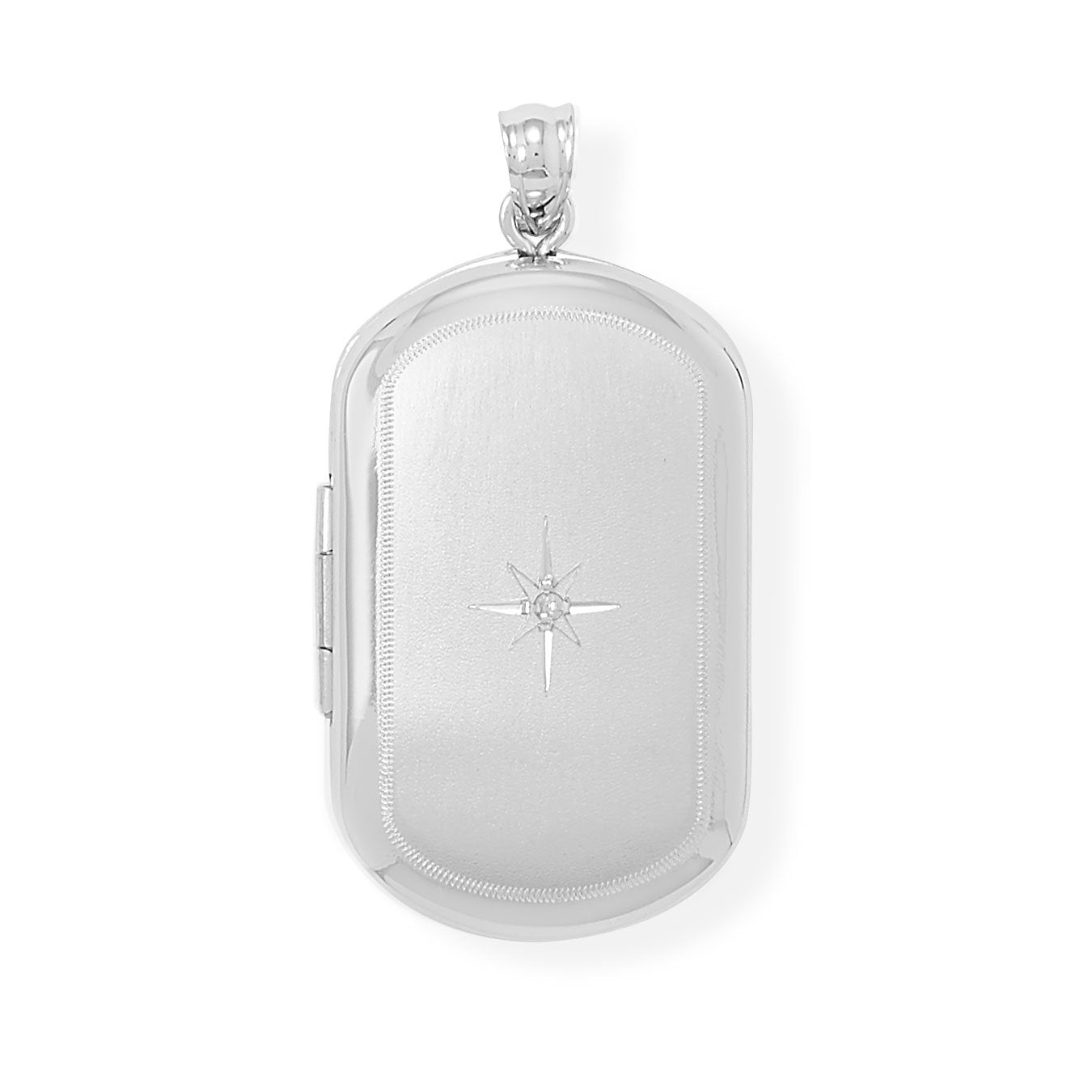 Oblong Memory Keeper Locket with Diamond Accent - Joyeria Lady
