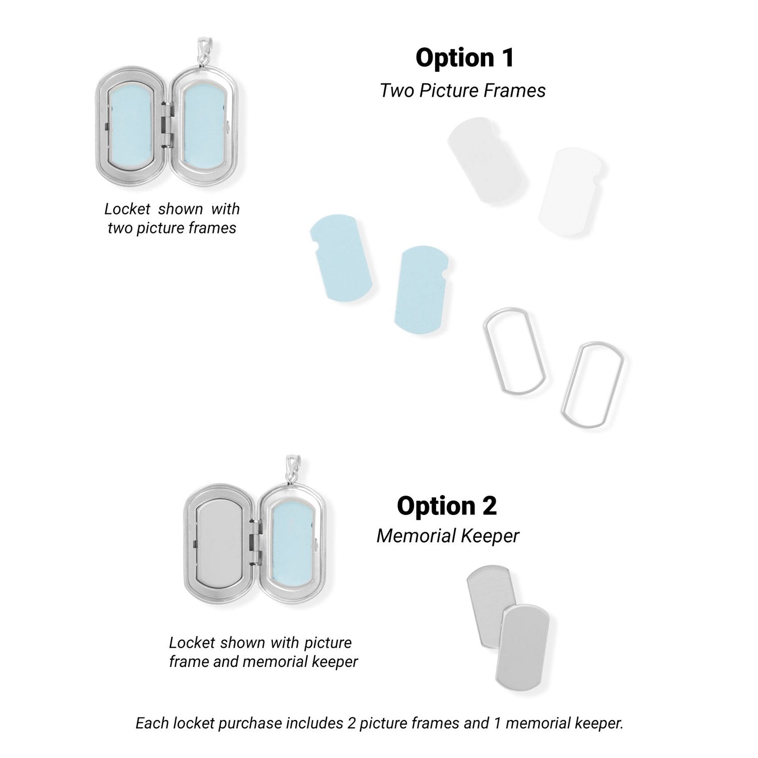 Oblong Memory Keeper Locket with Diamond Accent - Joyeria Lady