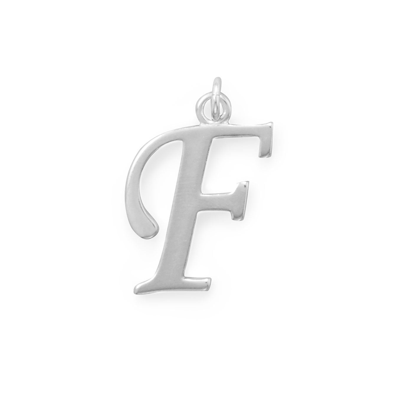 Polished Letter F Initial Pendant - Joyeria Lady