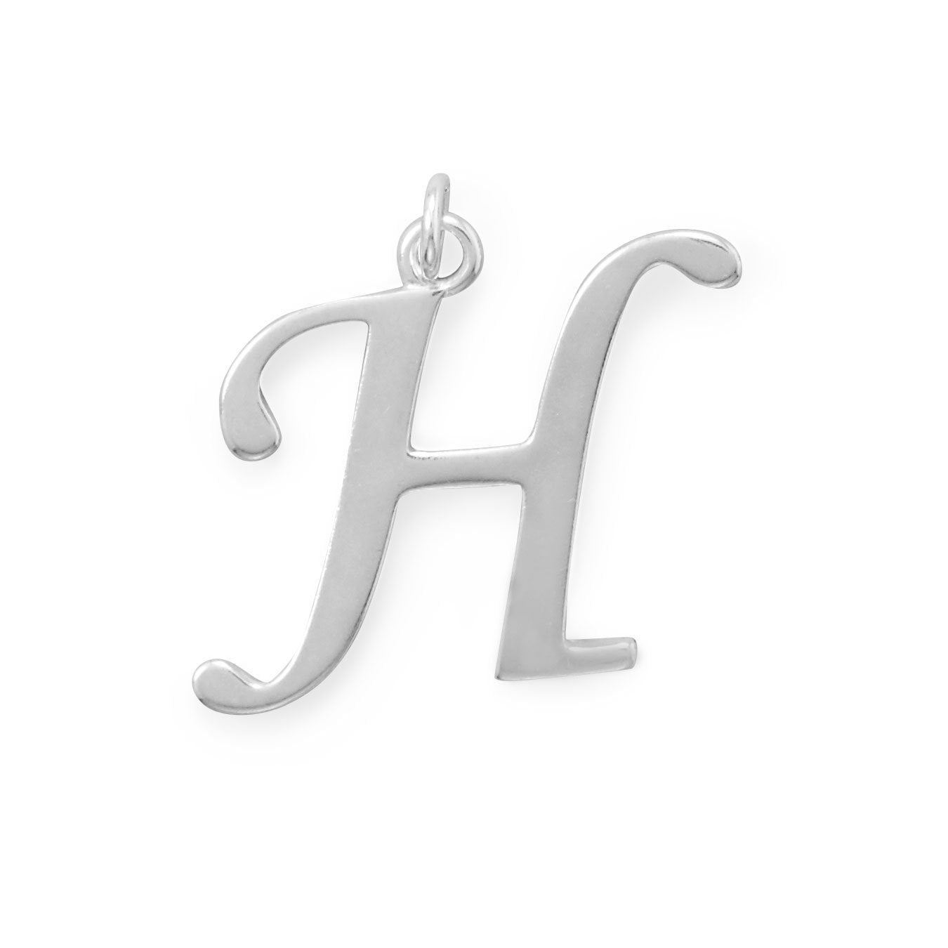 Polished Letter H Initial Pendant - Joyeria Lady