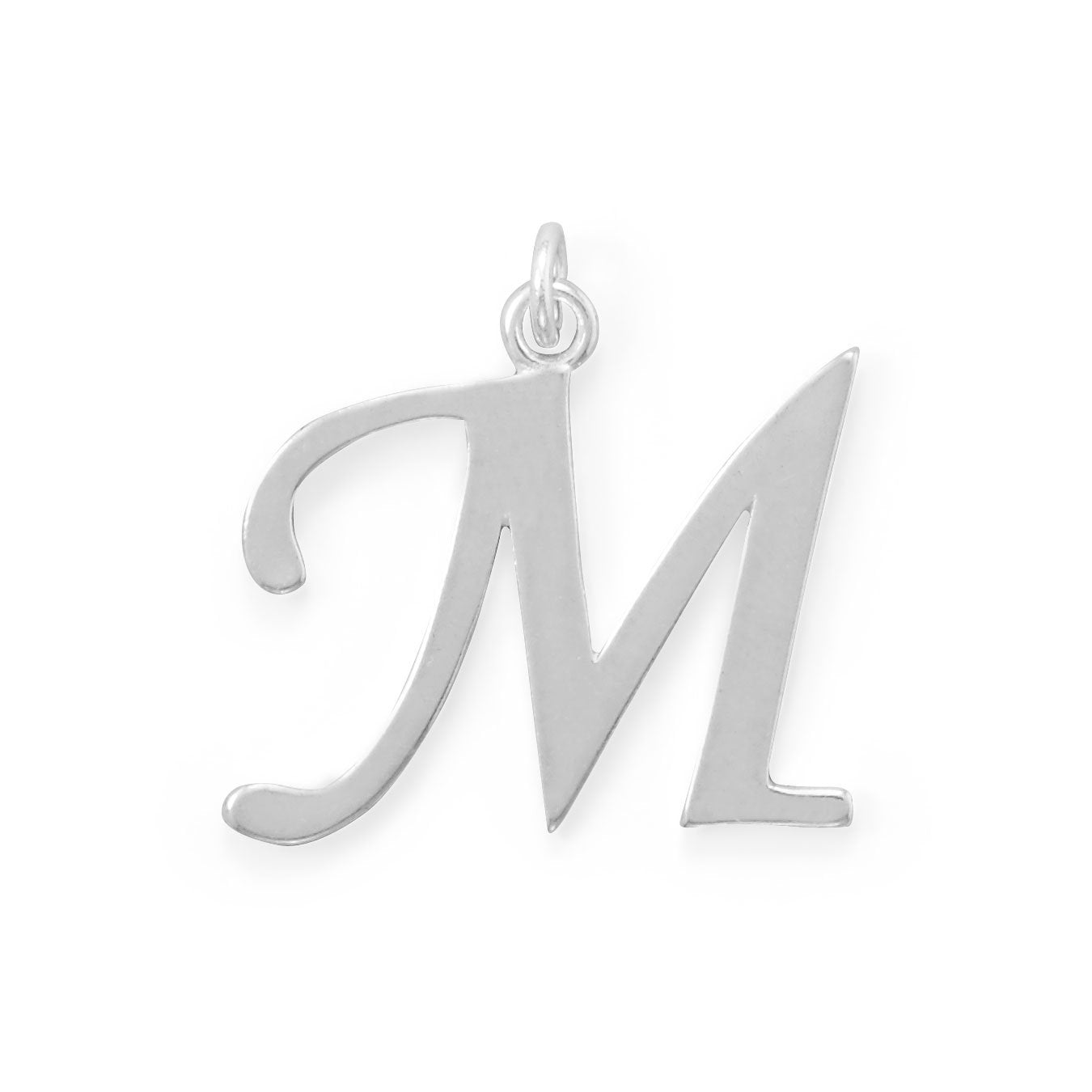Polished Letter M Initial Pendant - Joyeria Lady