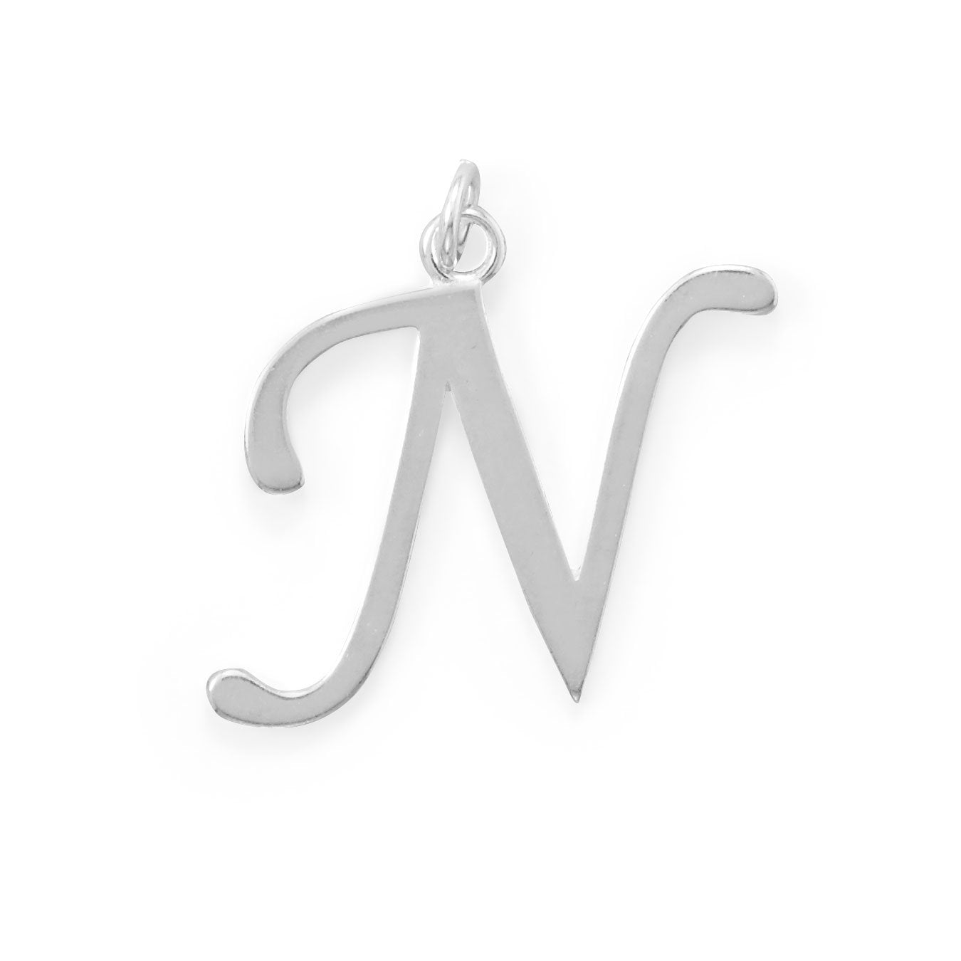 Polished Letter N Initial Pendant - Joyeria Lady