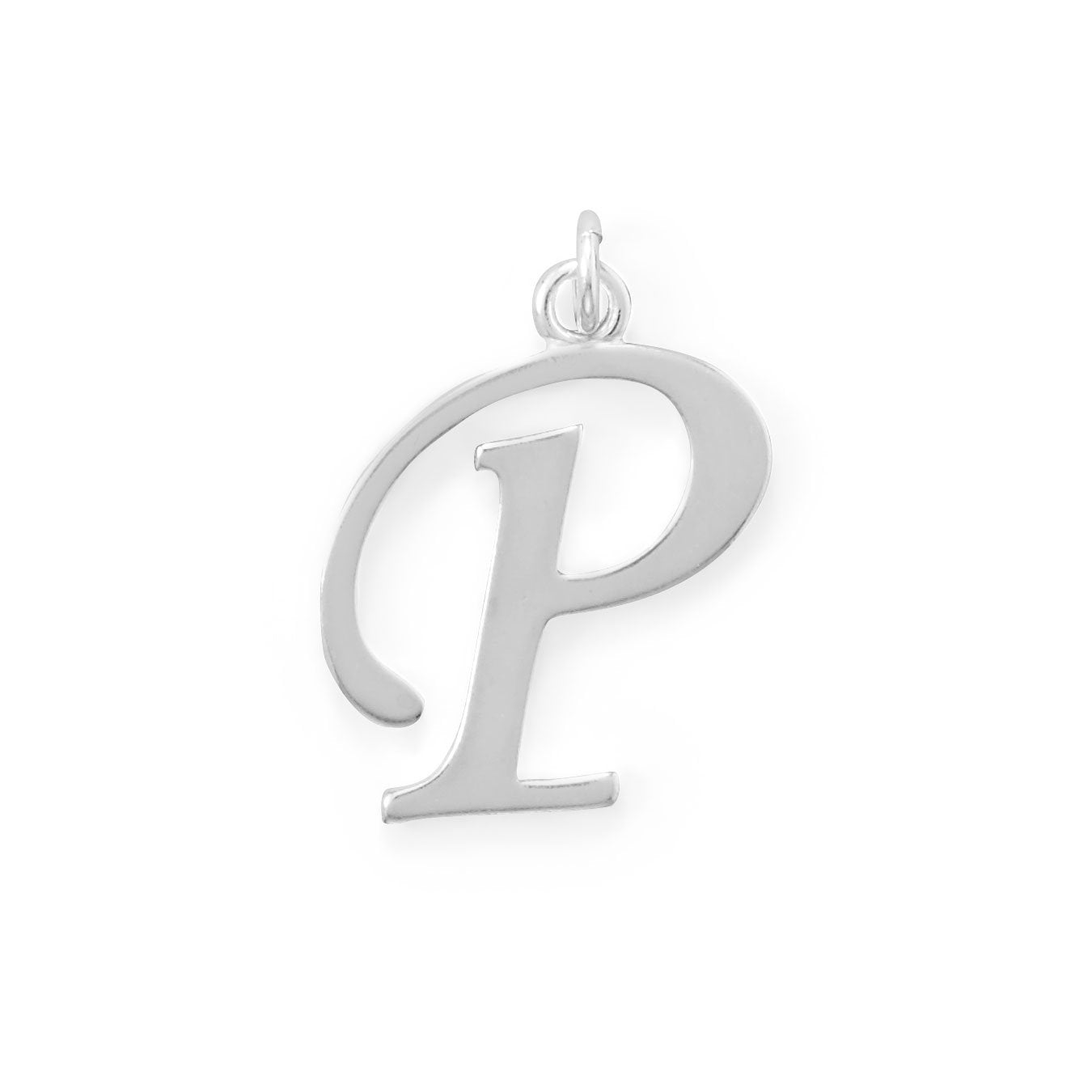Polished Letter P Initial Pendant - Joyeria Lady