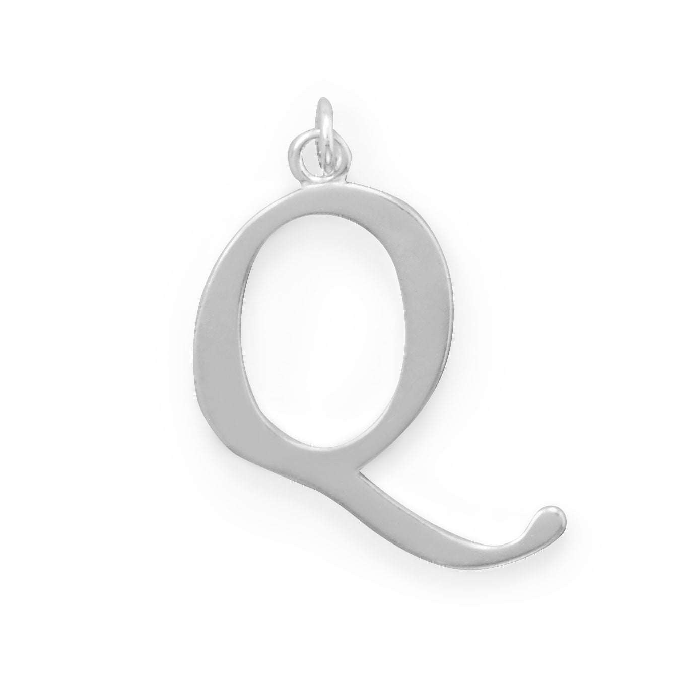 Polished Letter Q Initial Pendant - Joyeria Lady