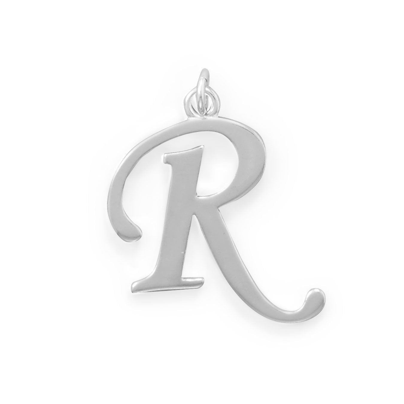 Polished Letter R Initial Pendant - Joyeria Lady