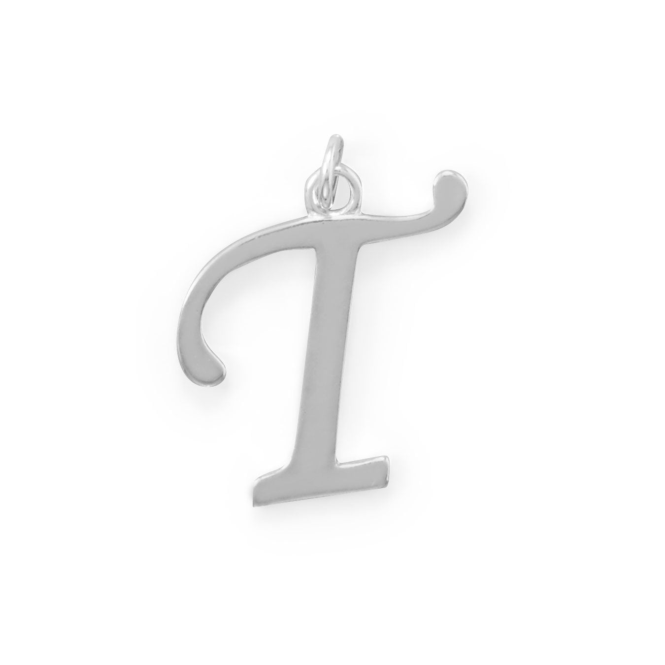 Polished Letter T Initial Pendant - Joyeria Lady