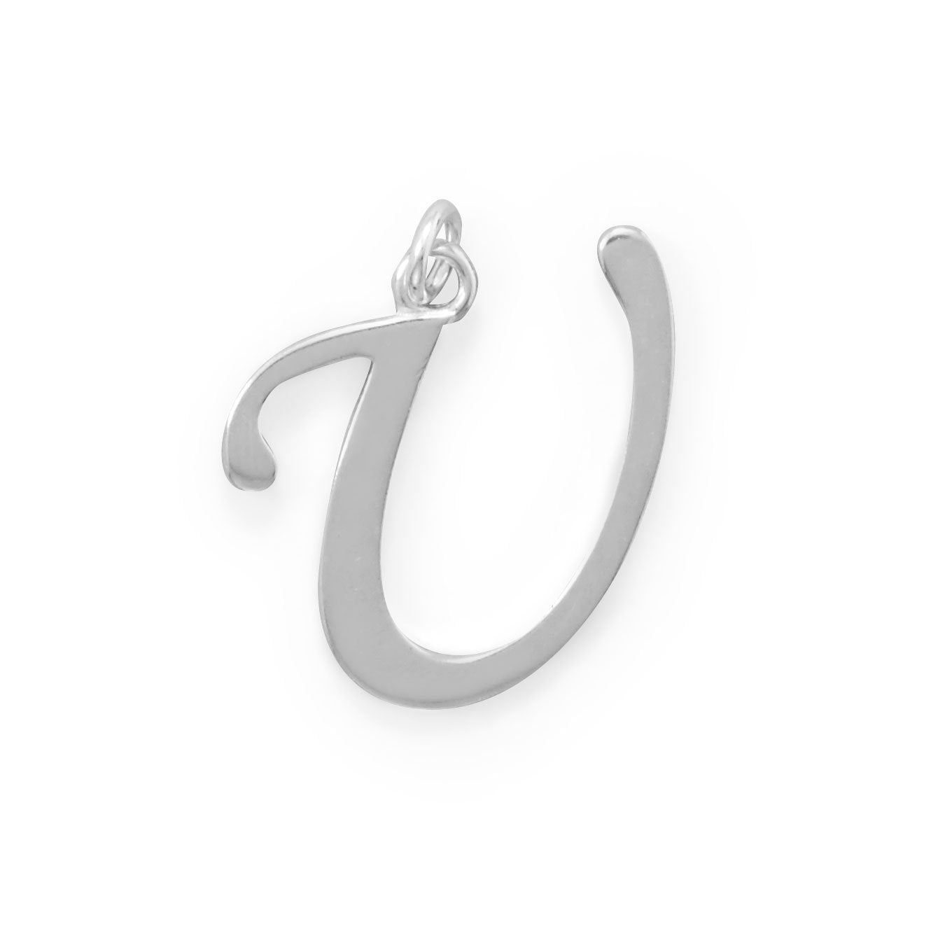 Polished Letter U Initial Pendant - Joyeria Lady