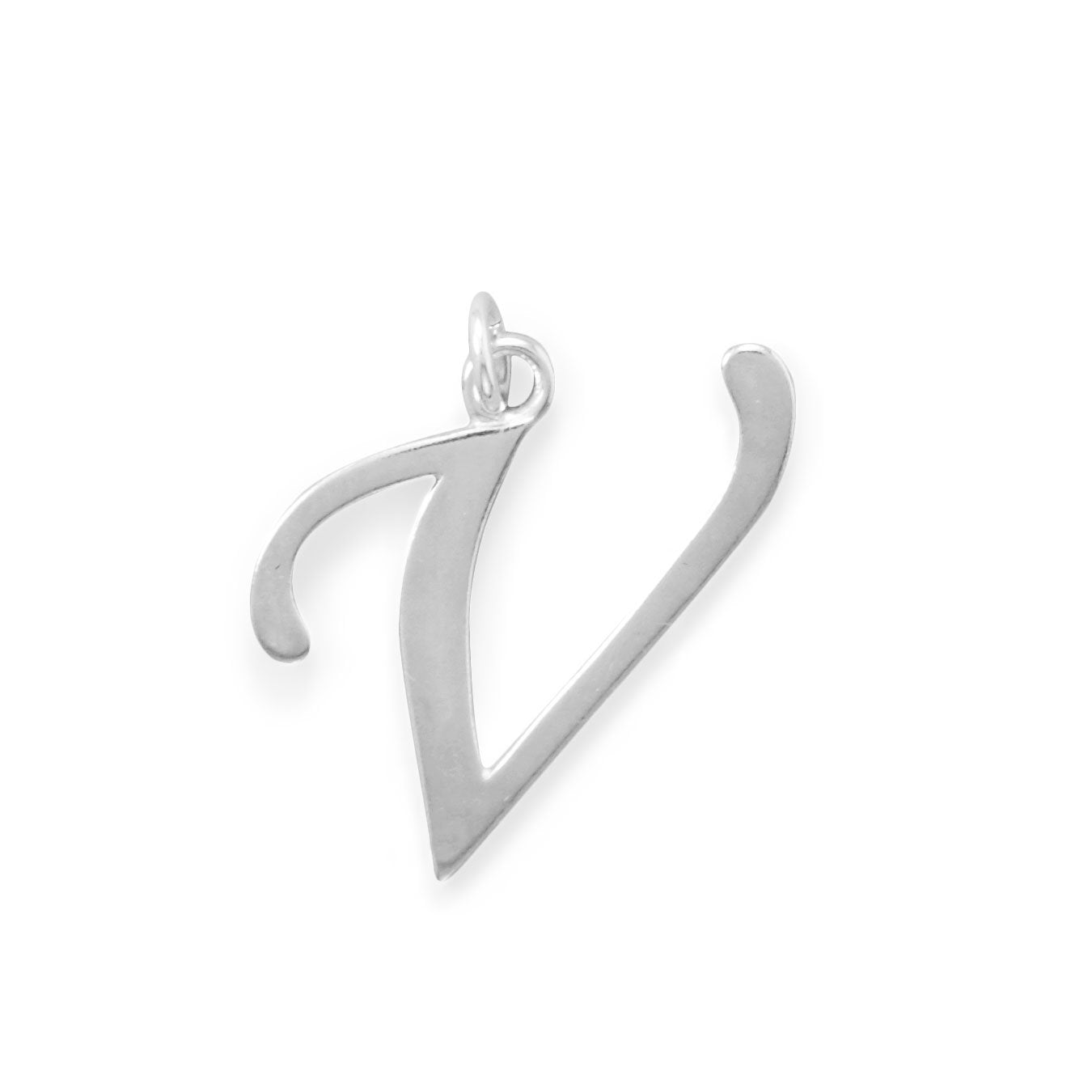 Polished Letter V Initial Pendant - Joyeria Lady