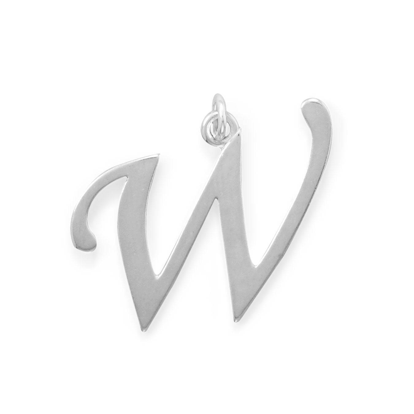 Polished Letter W Initial Pendant - Joyeria Lady