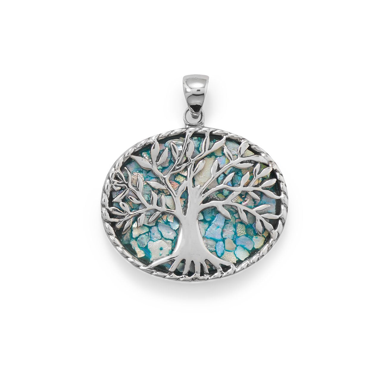 Oxidized Roman Glass Tree of Life Pendant - Joyeria Lady
