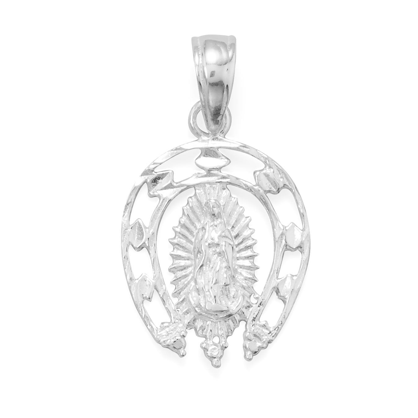 Diamond Cut Mother Mary Pendant - Joyeria Lady