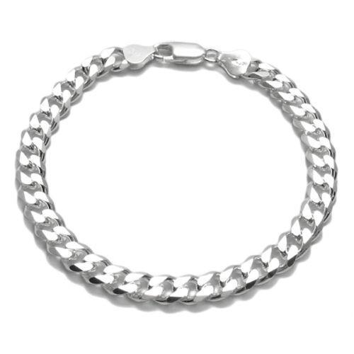 Timeless Sterling Silver Cuban Link Chain Bracelet in 7mm (Gauge 180) width. Available in 7, 8, and 9 Inch Lengths. - Joyeria Lady