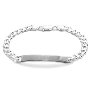 Classic 7mm (180 Gauge) Sterling Silver Cuban Link ID Bracelet with Engravable Plate. Available in 2 Lengths.