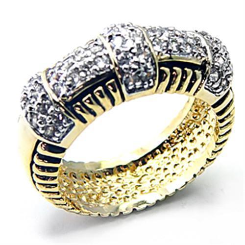 7X226 - Gold+Rhodium 925 Sterling Silver Ring with AAA Grade CZ  in Clear - Joyeria Lady