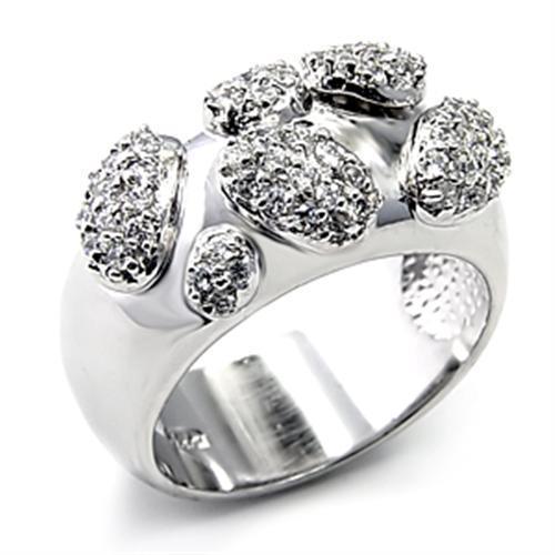 7X228 - Rhodium 925 Sterling Silver Ring with AAA Grade CZ  in Clear - Joyeria Lady