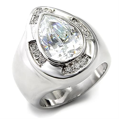 7X236 - Rhodium 925 Sterling Silver Ring with AAA Grade CZ  in Clear - Joyeria Lady