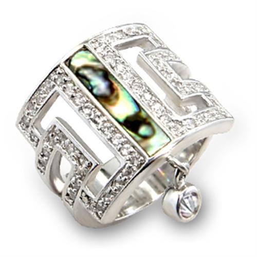7X240 - Rhodium 925 Sterling Silver Ring with Precious Stone Conch in Montana - Joyeria Lady