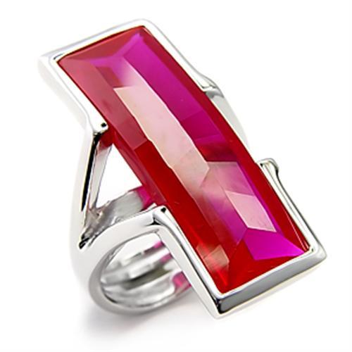 7X248 - Rhodium 925 Sterling Silver Ring with Synthetic Garnet in Ruby - Joyeria Lady