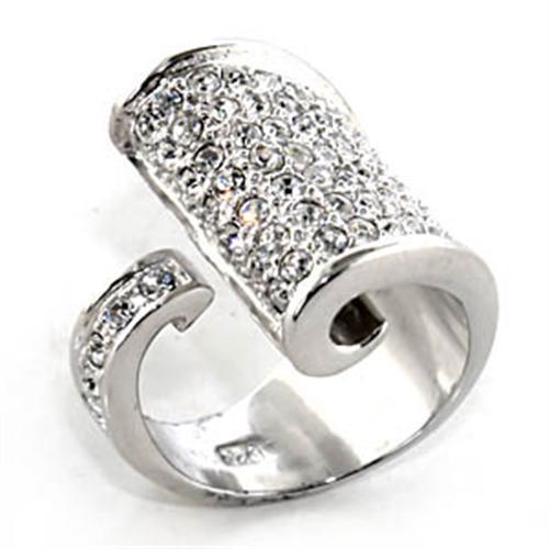 7X428 - Rhodium 925 Sterling Silver Ring with Top Grade Crystal  in Clear - Joyeria Lady