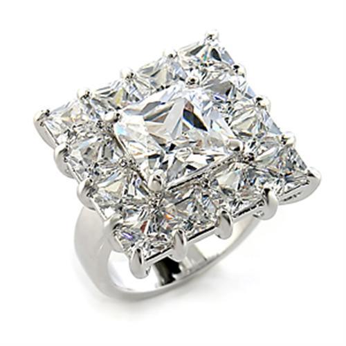 80215 Rhodium Brass Ring with AAA Grade CZ in Clear - Joyeria Lady
