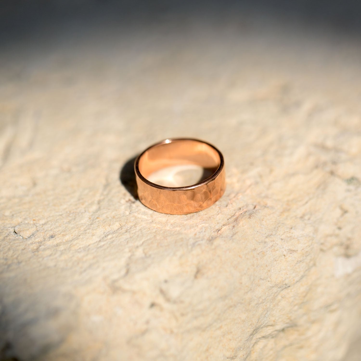 8mm Solid Copper Hammered Ring - Joyeria Lady
