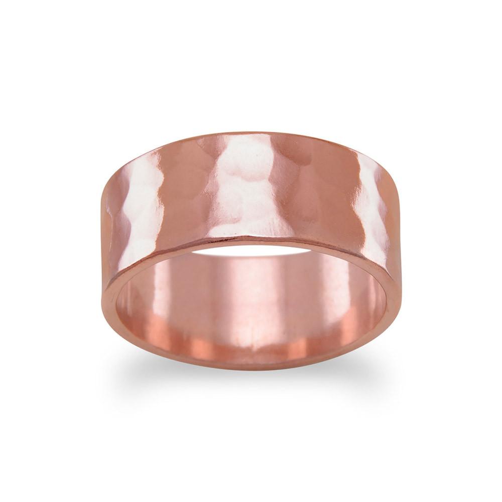 8mm Solid Copper Hammered Ring - Joyeria Lady