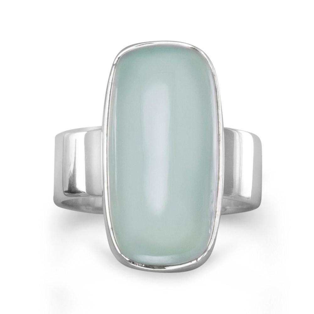 Oval Green Chalcedony Ring - Joyeria Lady