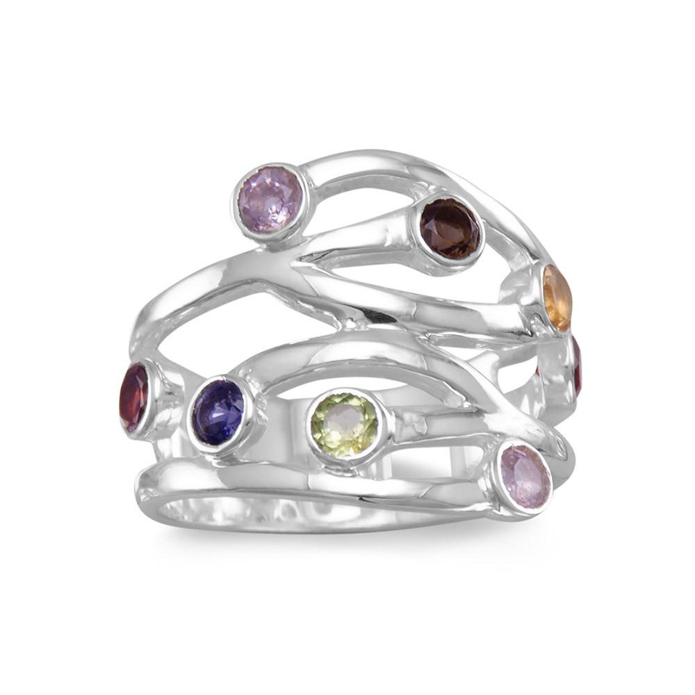 Multistone Open Design Ring - Joyeria Lady