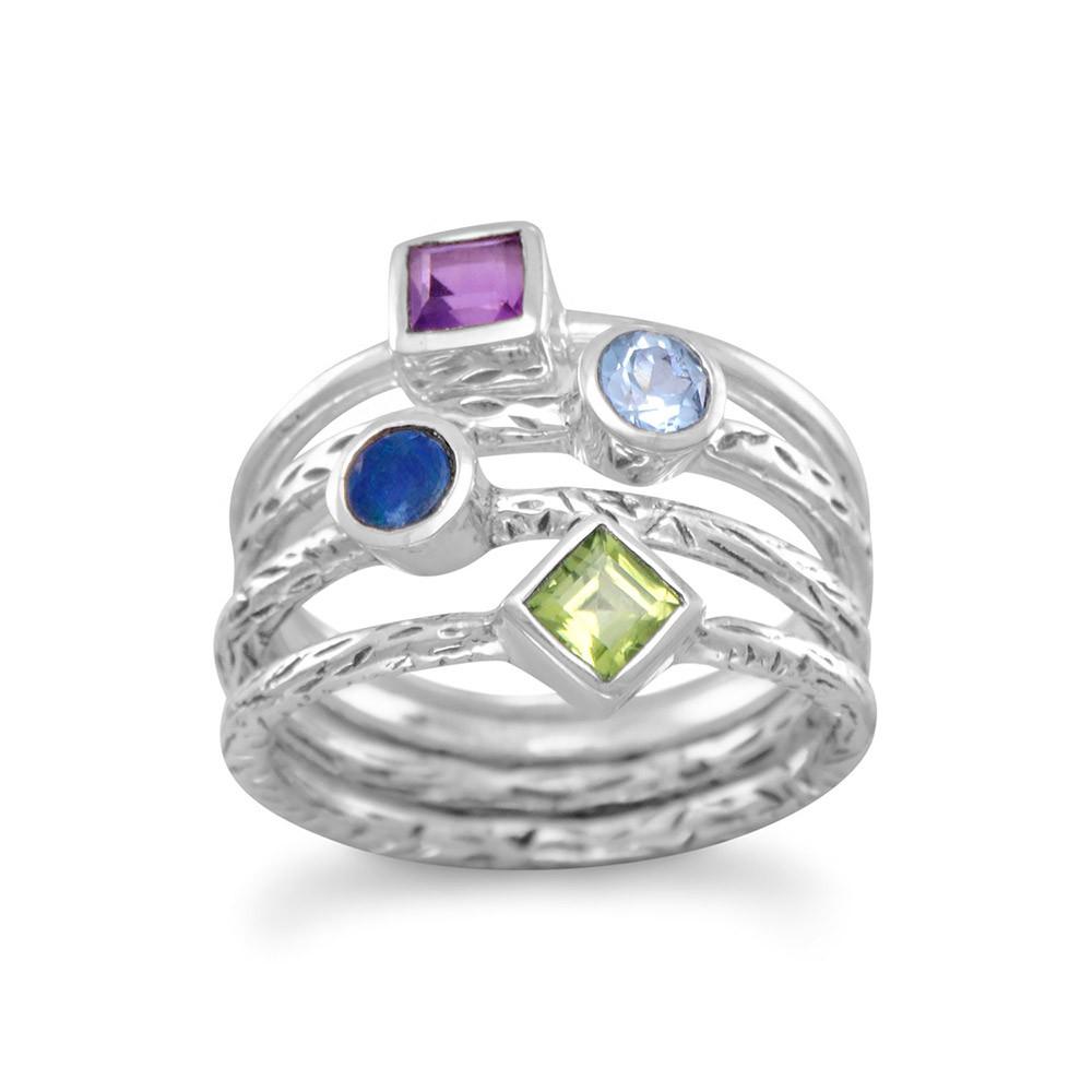 4 Band Multistone Ring - Joyeria Lady