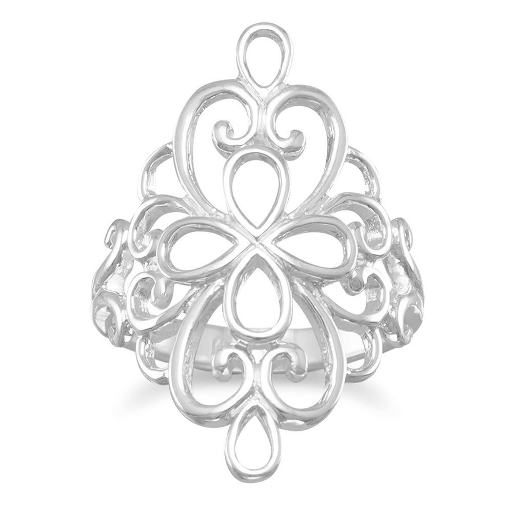 Polished Ornate Filigree Ring - Joyeria Lady
