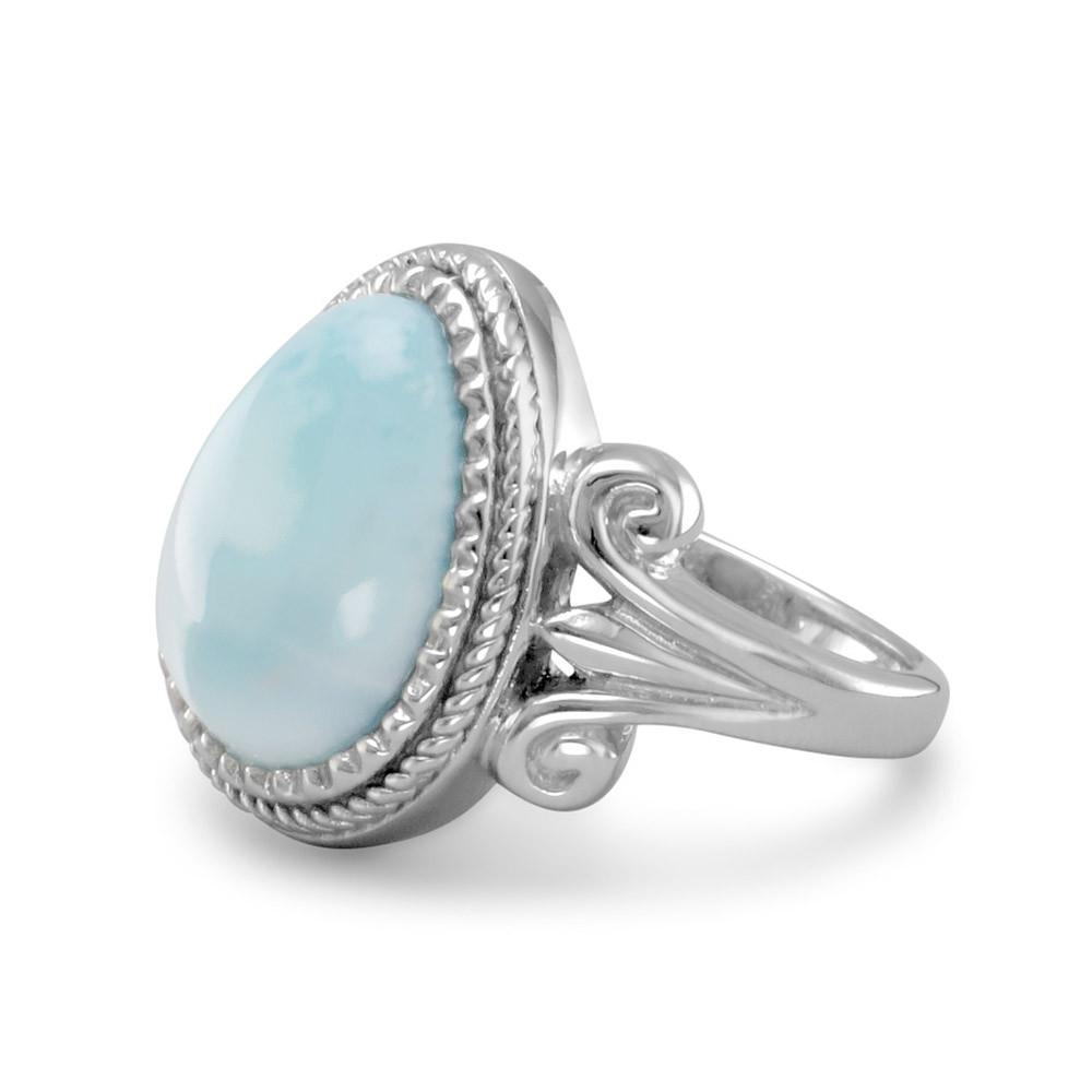 Pear Shape Larimar Ring - Joyeria Lady
